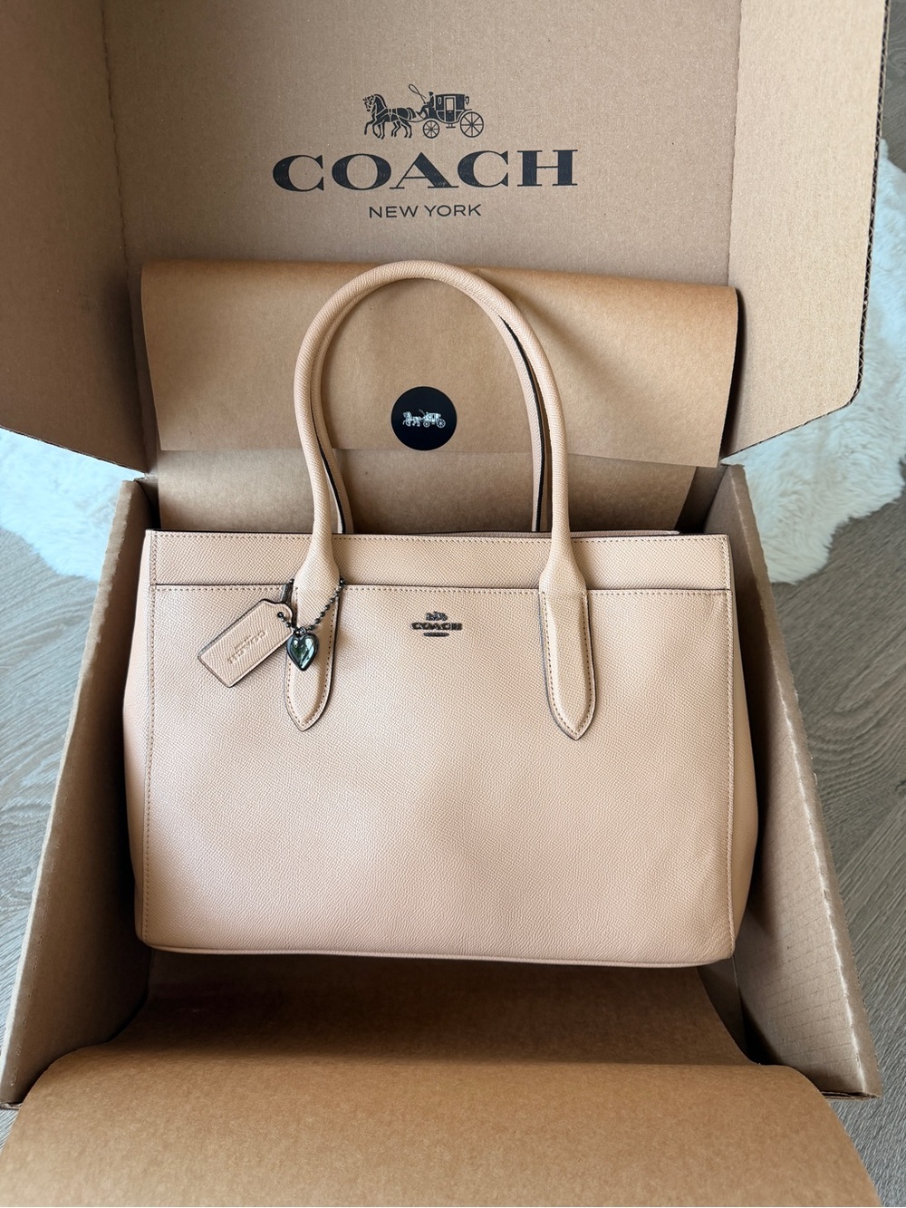 Coach Bailey Leather Tote in Blush Beige